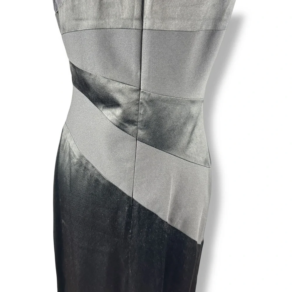Vintage Y2K Black Formal Cocktail Maxi Dress Womens Size 8 USA Made Gala Satin